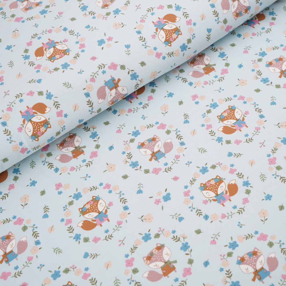 Fairtrade Biojersey Liese und Lotte blau (GOTS)