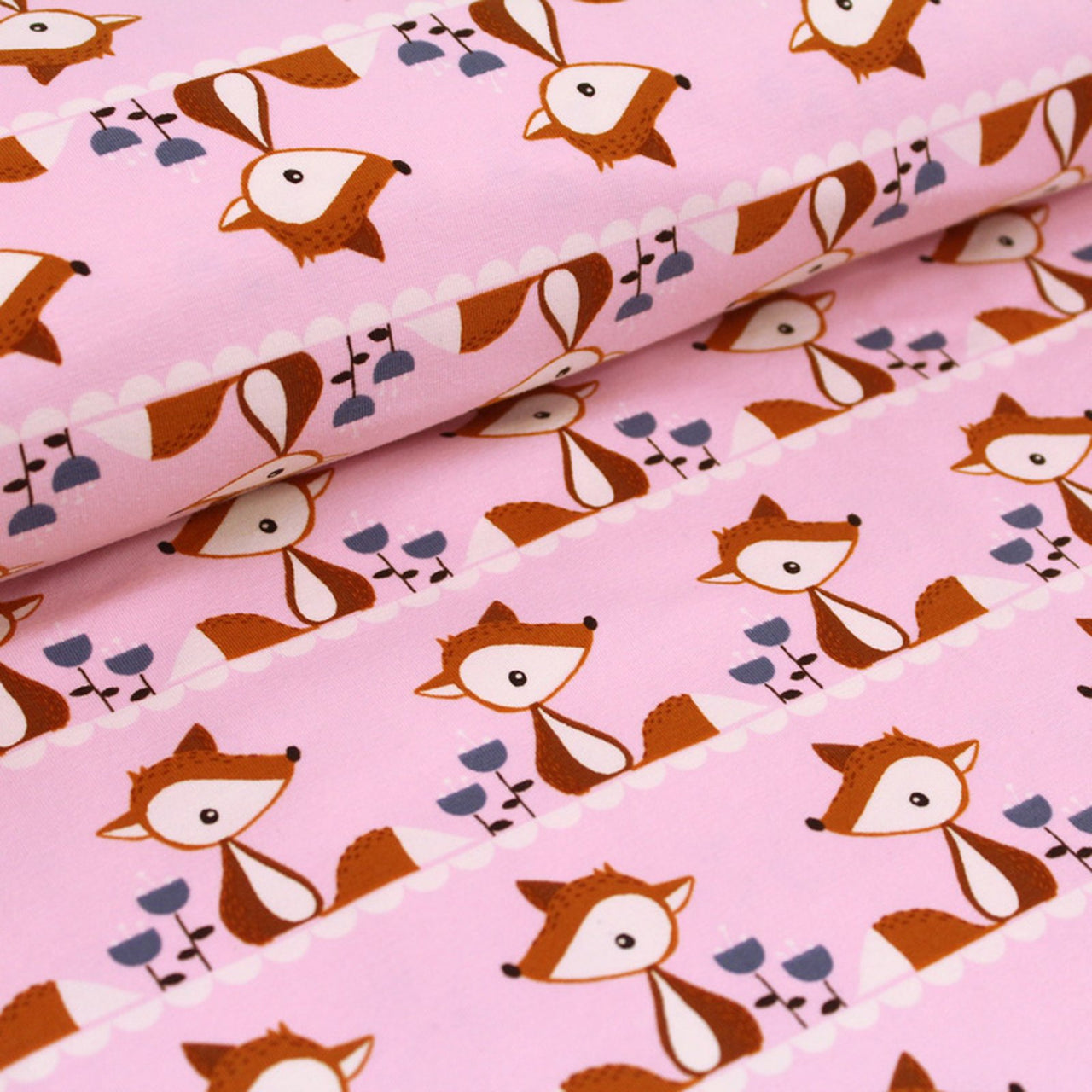 Fairtrade Biojersey Little Fox Rosa