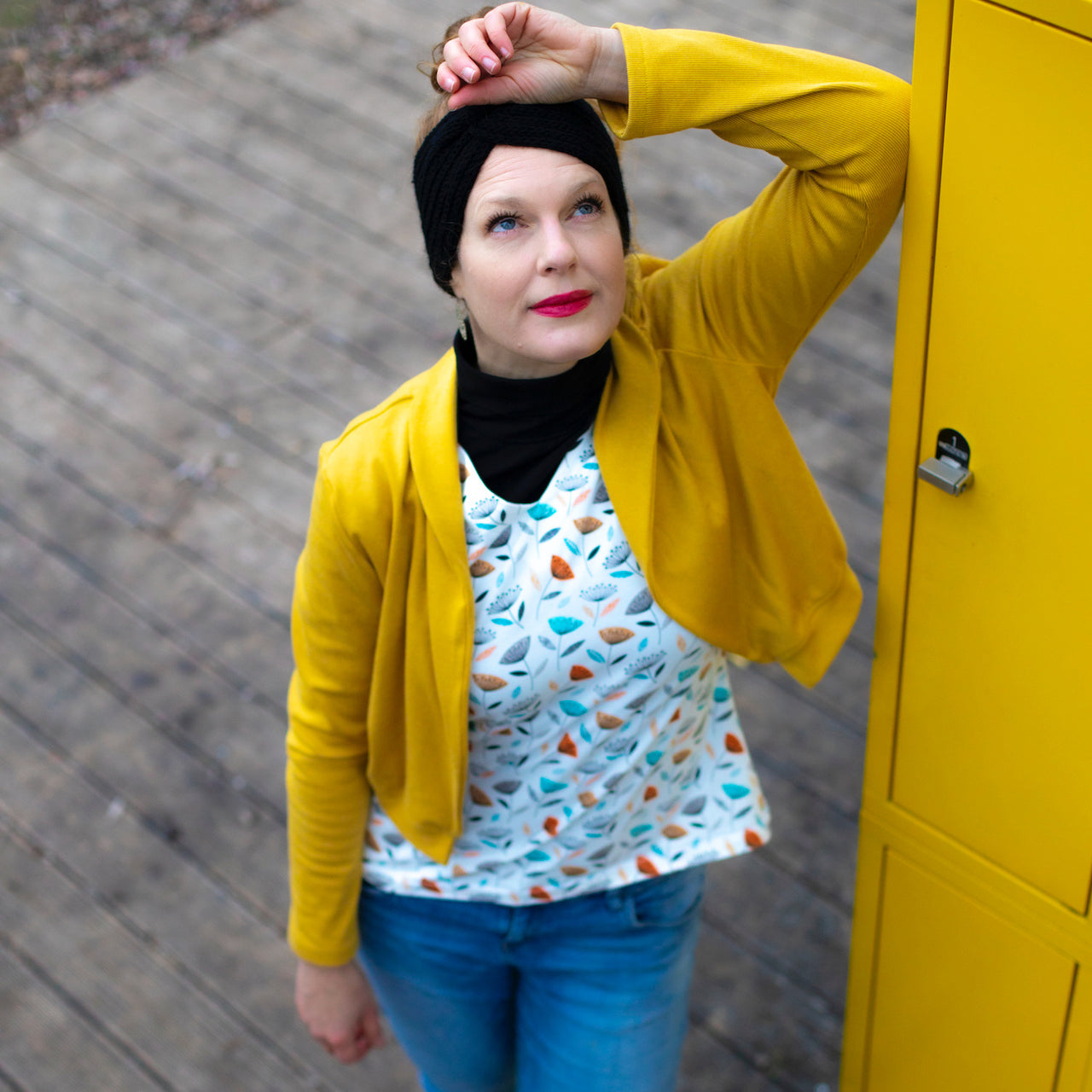 Fairtrade Biojersey Retro Flowers Weiss